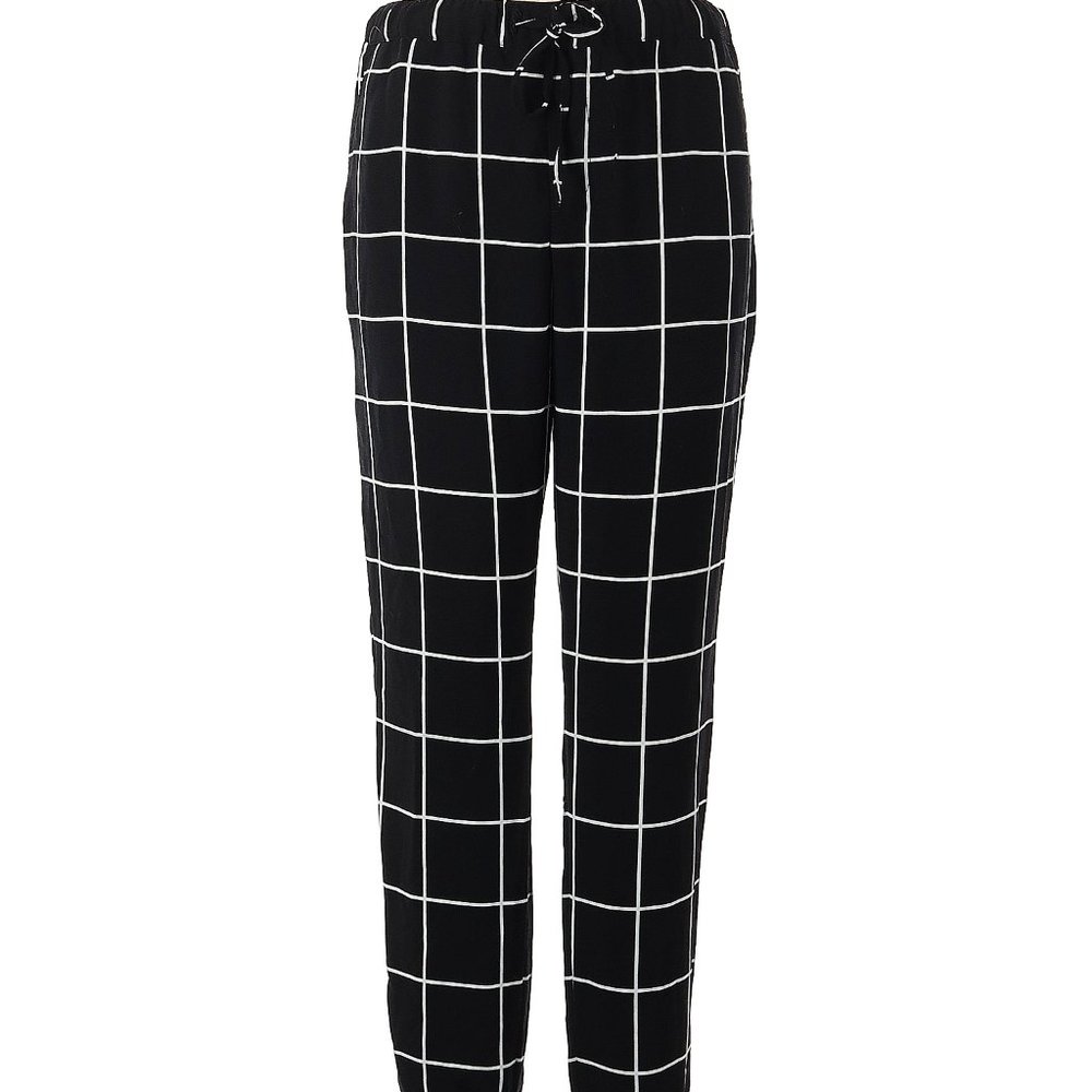 Merona Black and White Windowpane Drawstring Casual Dress Pants